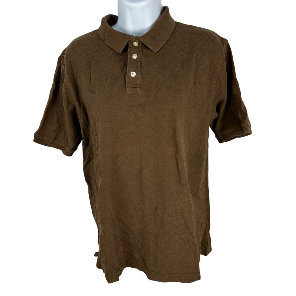 Arizona Jean Co. Womens Brown Polo Shirt Size L 100% Cotton Casual Short Sleeve